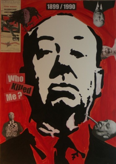 Painting titled "Alfred Hitchcock -…" by F-Red, Original Artwork, Oil