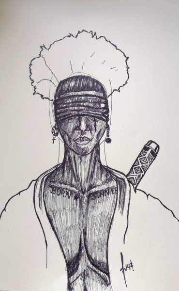 「Warrior」というタイトルの描画 El Maestroによって, オリジナルのアートワーク, ボールペン