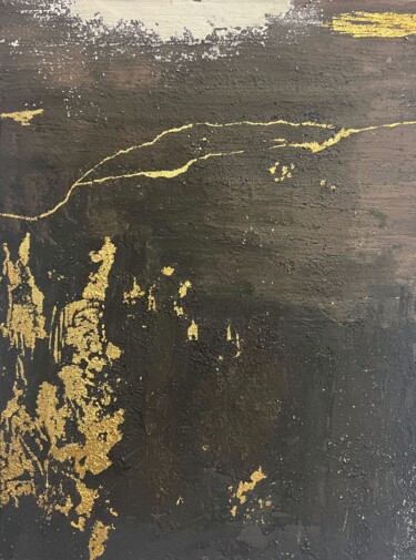 Painting titled "DarkGold" by Fabe Wall Artist, Original Artwork, Pigments Mounted on Wood Stretcher frame