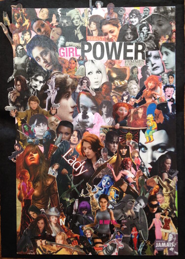 「Girl Power」というタイトルのコラージュ Fabienne Freryによって, オリジナルのアートワーク, コラージュ