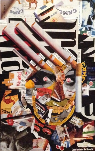 Collages intitulée "Addiction - Smoking…" par Fabienne Frery, Œuvre d'art originale, Collages