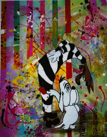 Painting titled "Droopy et Tex Avery" by Fabienne Christ, Original Artwork, Acrylic