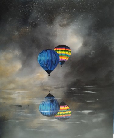 Malerei mit dem Titel "Ballons" von Fabienne Dequidt, Original-Kunstwerk, Acryl