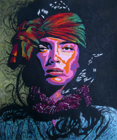 Pintura titulada ""COUMBA" Portrait n…" por Fabienne Gayte, Obra de arte original, Acrílico