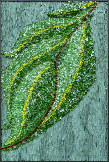 Sculpture titled "Chlorophylle" by Fabienne Le Pajolec Moree, Original Artwork, Mosaic Mounted on Other rigid panel