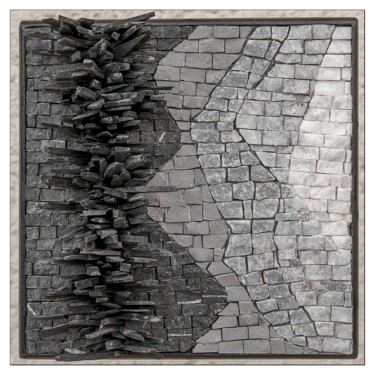 Sculpture intitulée "Eclats de gris" par Fabienne Le Pajolec Moree, Œuvre d'art originale, Mosaïque Monté sur Autre panneau…