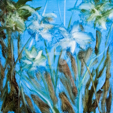Peinture intitulée "Les fleurs blanches…" par Fabienne Monestier, Œuvre d'art originale, Huile Monté sur Panneau de bois