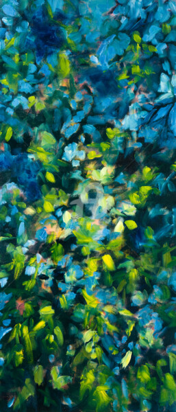 Peinture intitulée "Floraison nocturne…" par Fabienne Monestier, Œuvre d'art originale, Huile Monté sur Châssis en bois
