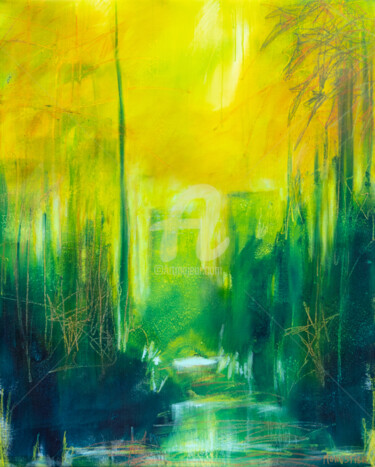 Painting titled "Dans les cités : la…" by Fabienne Monestier, Original Artwork, Acrylic Mounted on Wood Stretcher frame