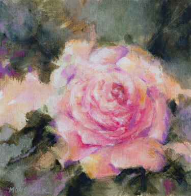 Peinture intitulée "Rose romantique" par Fabienne Monestier, Œuvre d'art originale, Acrylique