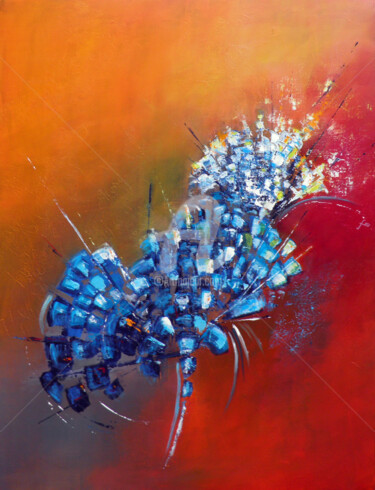 Peinture intitulée "L'oiseau bleu" par Fasi, Œuvre d'art originale, Acrylique