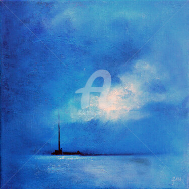 Painting titled "Bleu" by Fasi, Original Artwork, Acrylic