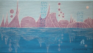 Pintura titulada "Ville lumière 2" por Fabienne Soubrenie, Obra de arte original, Acrílico Montado en Bastidor de camilla de…