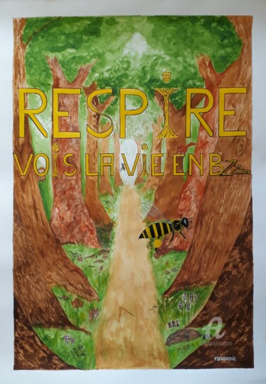 「Respire Vois la Vie…」というタイトルの絵画 Fabienne Soubrenieによって, オリジナルのアートワーク, アクリル