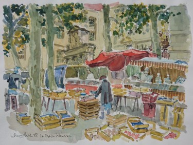 Pintura intitulada "Le marché de la Cro…" por Vincent Dumolard, Obras de arte originais, Aquarela