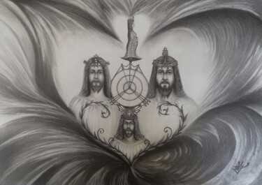 Drawing titled "Deus e a Divina Pro…" by Fábio Francisco Silva, Original Artwork, Pencil