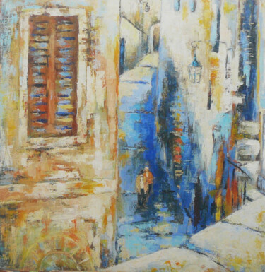 Malerei mit dem Titel "Escaliers à Eze" von Fabrice Bettrancourt, Original-Kunstwerk, Öl