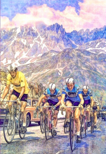 Arts numériques intitulée "Tour de France 1975" par Fabrice Fouarge, Œuvre d'art originale, Peinture numérique