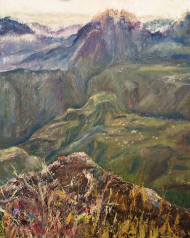 Painting titled "La Réunion,  Maïdo" by Fabrice Gerin, Original Artwork, Oil