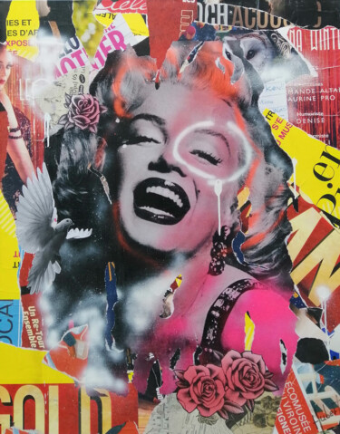 Collages getiteld ", Marilyn one" door Fabrice Hubert, Origineel Kunstwerk, Collages