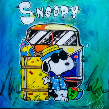 Malerei mit dem Titel "Vacance de Snoopy" von Fabrice Hubert, Original-Kunstwerk, Acryl