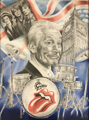 Tekening getiteld "The Rolling Stones…" door Fabrice Laurent, Origineel Kunstwerk, Pastel