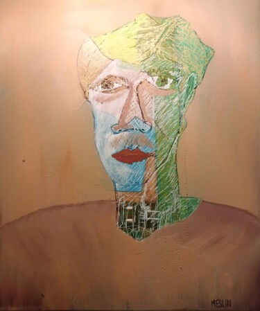 Painting titled "Portrait paysage" by Fabrice Meslin (Fabzoo), Original Artwork, Oil Mounted on Wood Stretcher frame