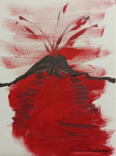 Painting titled "Eruption" by Fabrice Meslin (Fabzoo), Original Artwork, Acrylic Mounted on Wood Stretcher frame