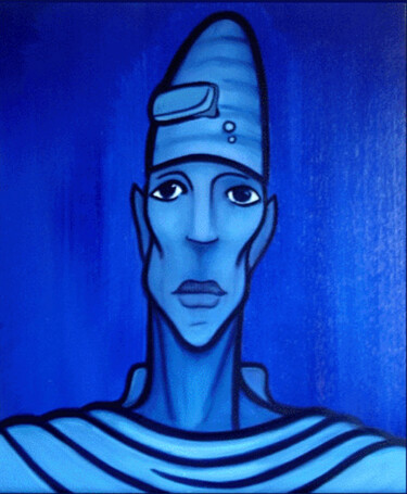 「Bleu N°19」というタイトルの絵画 Fabrice Vandevelde (Mr.Bleu)によって, オリジナルのアートワーク, オイル