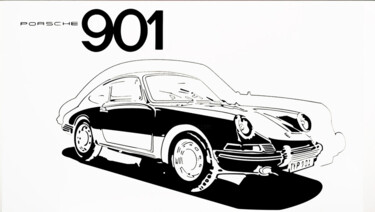 Pintura intitulada "Porsche typ 901. No…" por Fabrice Vandevelde (Mr.Bleu), Obras de arte originais, Tinta spray