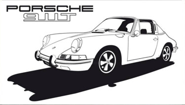 Painting titled "Porsche typ 911 T T…" by Fabrice Vandevelde (Mr.Bleu), Original Artwork, Stencil