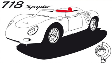 Картина под названием "Porsche typ 718 RSK…" - Fabrice Vandevelde (Mr.Bleu), Подлинное произведение искусства, Рисунок распы…