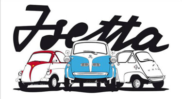 Painting titled "Isetta (Iso-Bmw-Vel…" by Fabrice Vandevelde (Mr.Bleu), Original Artwork, Stencil