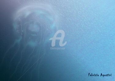 Digitale Kunst getiteld "Medusa - Jellyfish" door Fabrizio Agostini, Origineel Kunstwerk, Digitaal Schilderwerk