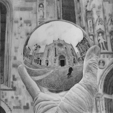 Disegno intitolato "Duomo di Como in un…" da Fabrizio Boldrini, Opera d'arte originale, Matita