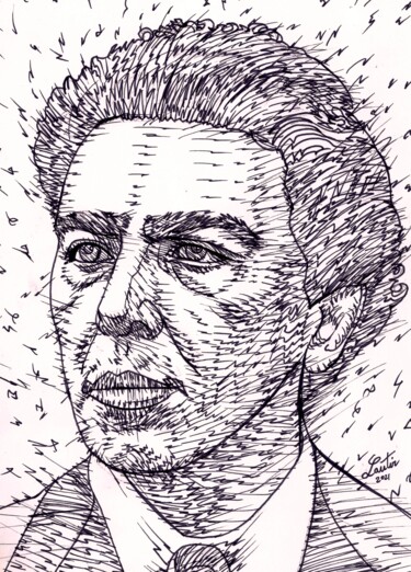 Dessin intitulée "ANDRE BRETON" par Lautir, Œuvre d'art originale, Encre