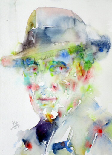 Painting titled "HUMPHREY BOGART" by Lautir, Original Artwork, Watercolor