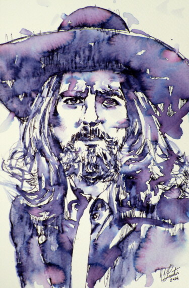 Malerei mit dem Titel "GEORGE HARRISON (2)" von Lautir, Original-Kunstwerk, Aquarell