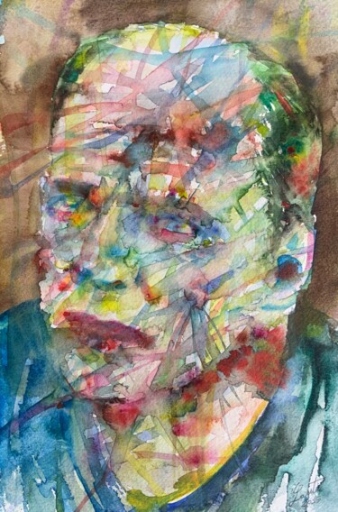 Schilderij getiteld "JACKSON POLLOCK" door Lautir, Origineel Kunstwerk, Aquarel