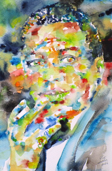 Painting titled "MILES DAVIS (2)" by Lautir, Original Artwork, Watercolor