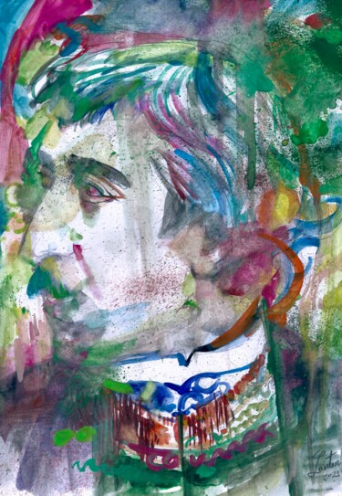 Painting titled "PAUL GAUGUIN" by Lautir, Original Artwork, Watercolor