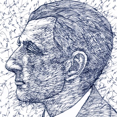 Zeichnungen mit dem Titel "MAURICE RAVEL ink p…" von Lautir, Original-Kunstwerk, Tinte