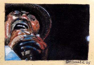 Drawing titled "Blues singer" by Fabrizio De Santis, Original Artwork, Pastel