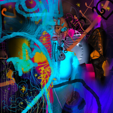 Digitale Kunst getiteld "Eros" door Fabrizio Korfu, Origineel Kunstwerk, Digitaal Schilderwerk Gemonteerd op Andere stijve p…