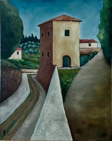 Pintura intitulada "Paesaggio toscano" por Fabrizio Scarselli, Obras de arte originais, Óleo