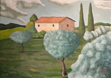 Malarstwo zatytułowany „La veduta dal poggio” autorstwa Fabrizio Scarselli, Oryginalna praca, Olej