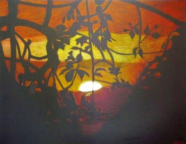 Dessin intitulée "coucher de soleil d…" par Fabien Bochard, Œuvre d'art originale