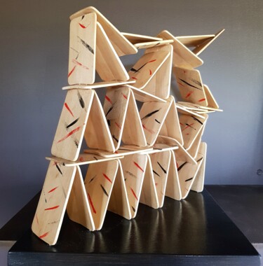 Sculpture intitulée "Château de cartes" par Fabien Bochard, Œuvre d'art originale, Bois