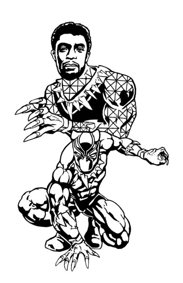 Digital Arts titled "King T'Challa / Bla…" by Peter Melonas, Original Artwork, Marker