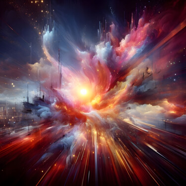 Digitale Kunst getiteld "Explosion of light…" door Fanny Gicela Rodriguez Sevillano, Origineel Kunstwerk, AI gegenereerde af…
